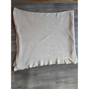 Waverly Ivory Knitted Blanket With Ruffle Edges 54x64